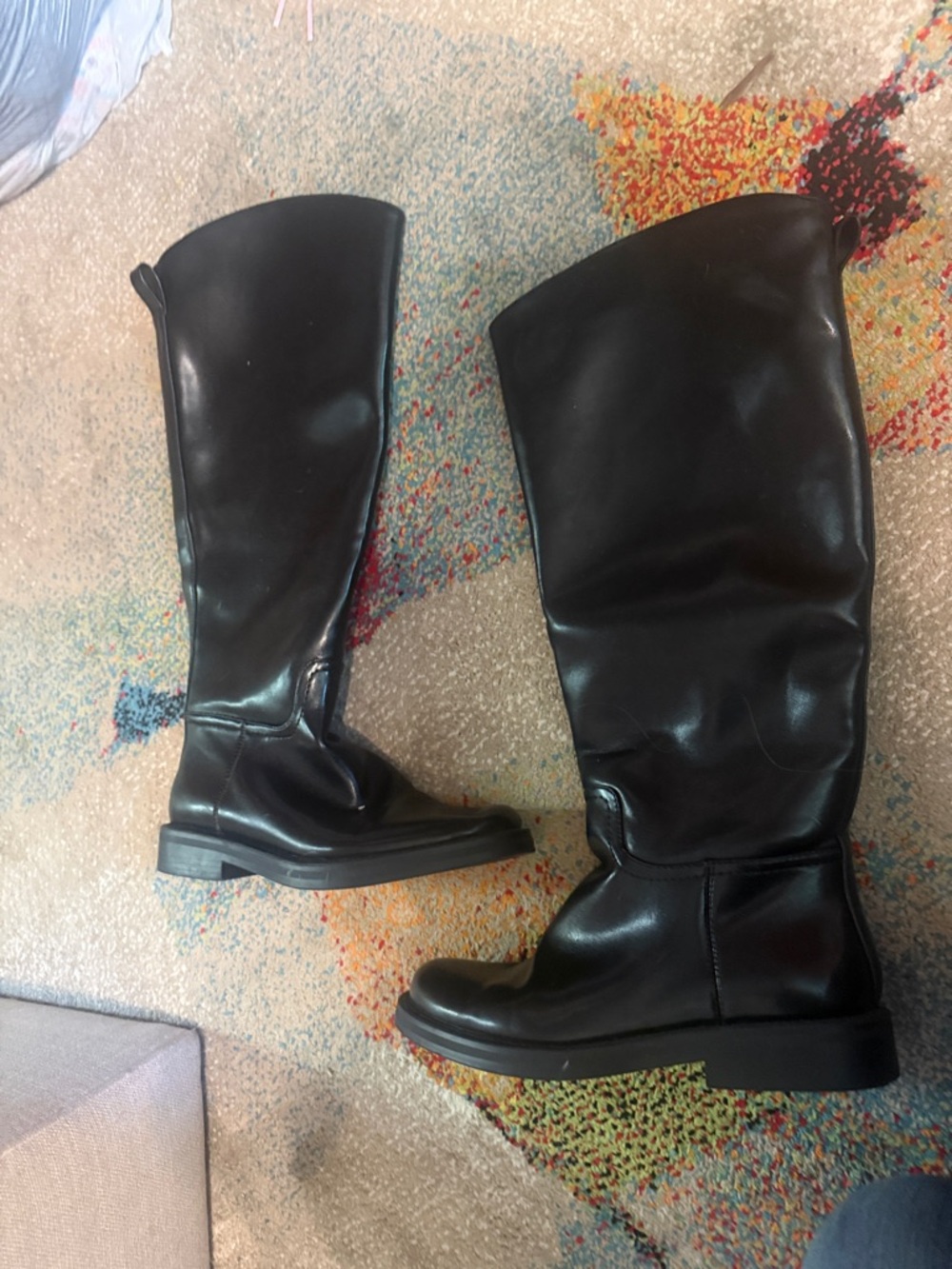 Genuine Leather Black Boots QIY Size 9 Classic Black Knee-High Women's - Picture 4 of 8